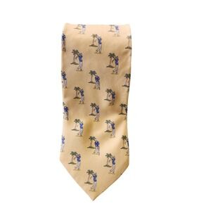 Beaufort The Rock Golf‎ Tie Palm Tree 100% Silk Made in Italy Yellow